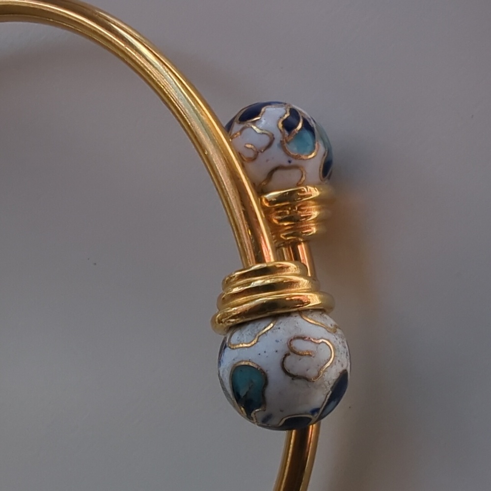 Vintage Cloisanne Bypass Bracelet/Bangle Gold Tone - Picture 6 of 16